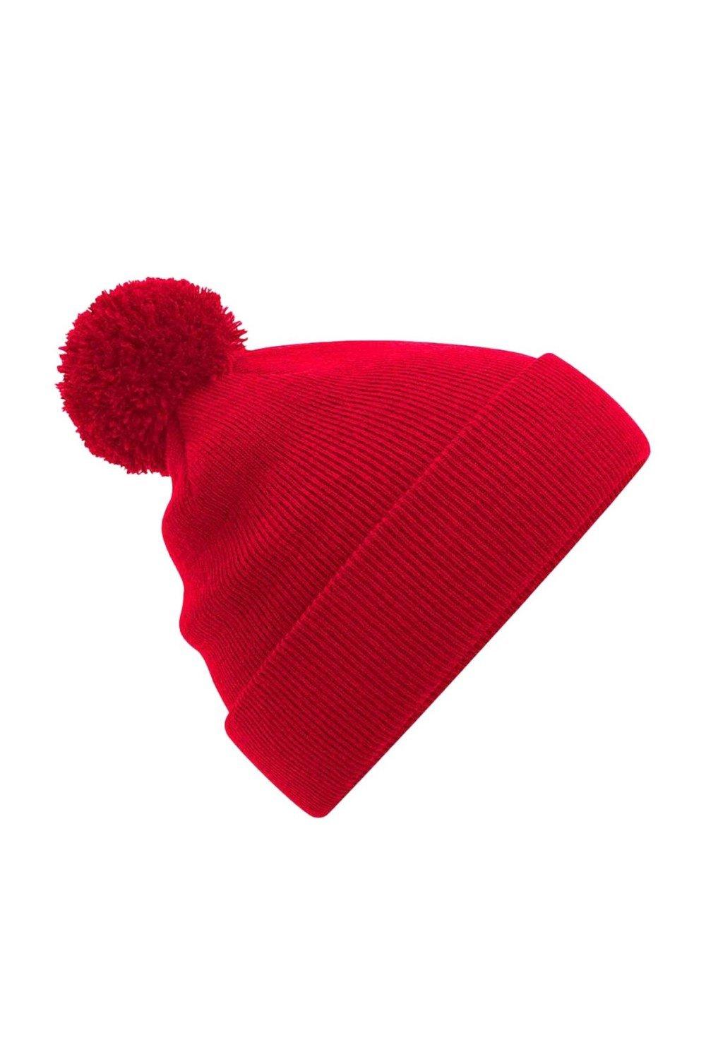 Оригинальная шапка с помпоном Beechfield, красный