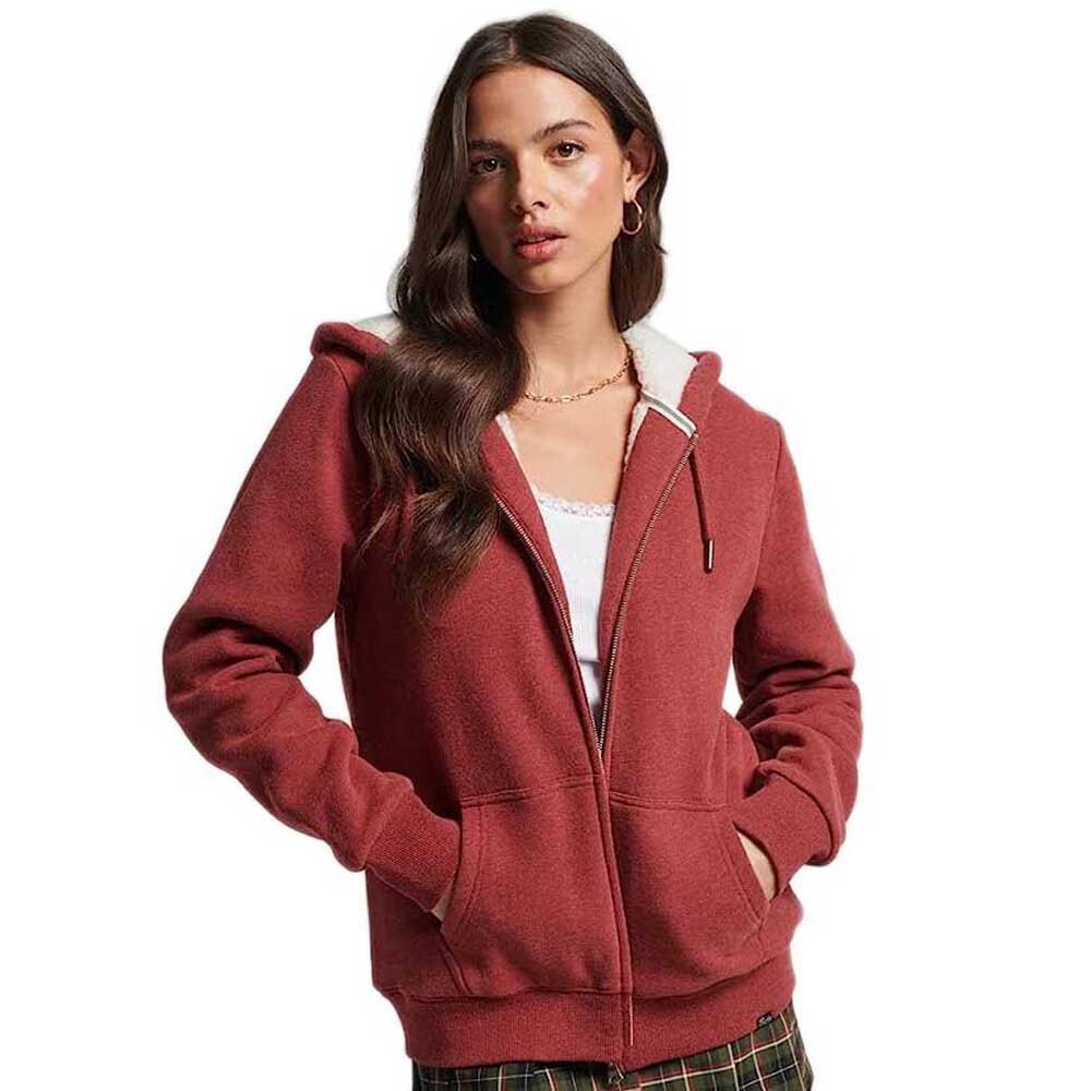 

Толстовка Superdry Borg Lined Hood Full Zip, розовый