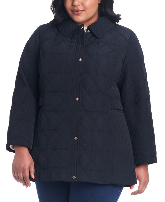 Женское стеганое пальто больших размеров с капюшоном Jones New York, цвет Black