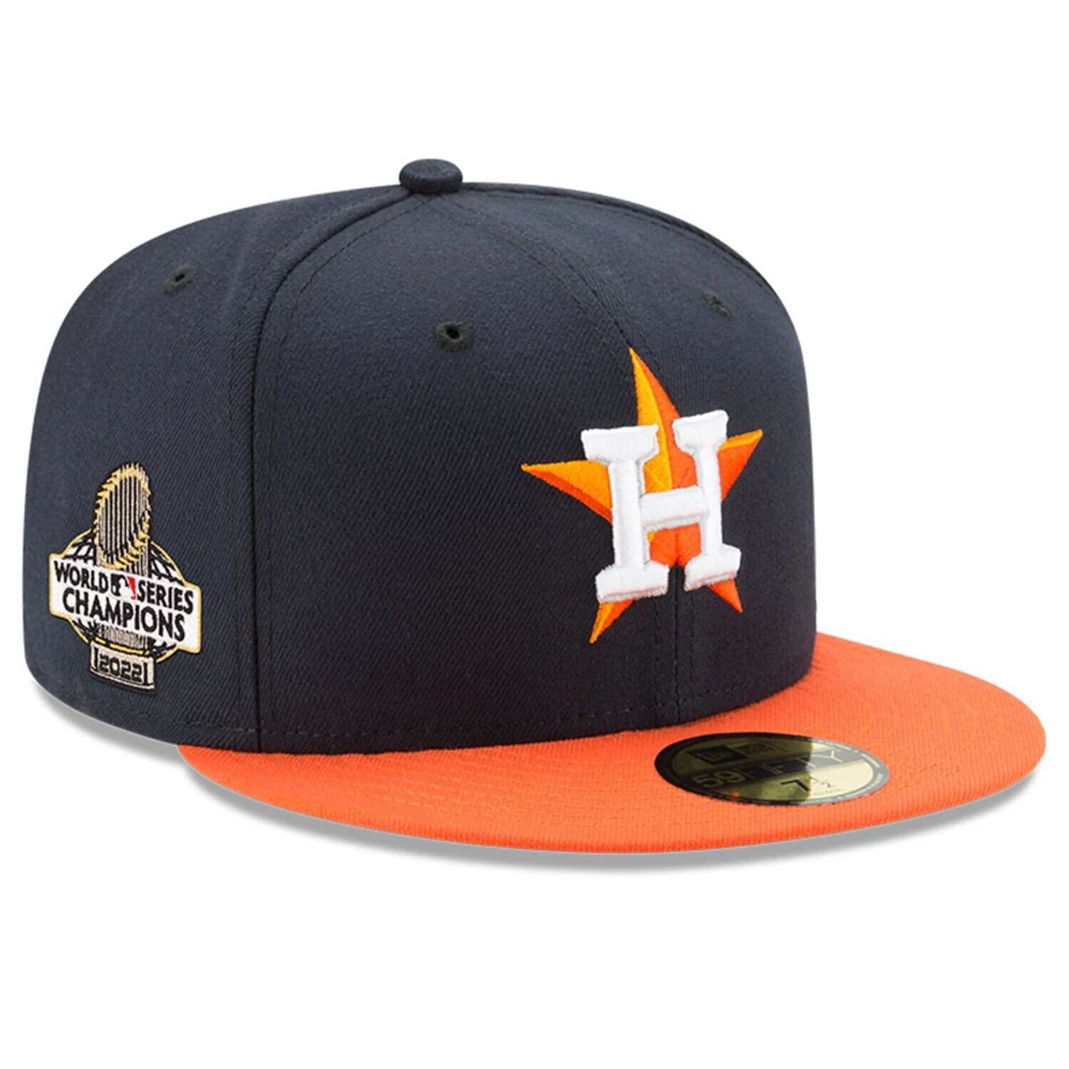 

Мужская шляпа New Era Navy/Orange Houston Astros 2022 World Series Champions Road Side Patch 59FIFTY.