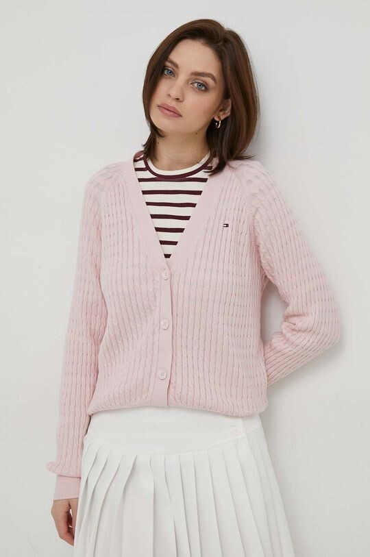 

Хлопковый кардиган Tommy Hilfiger, розовый