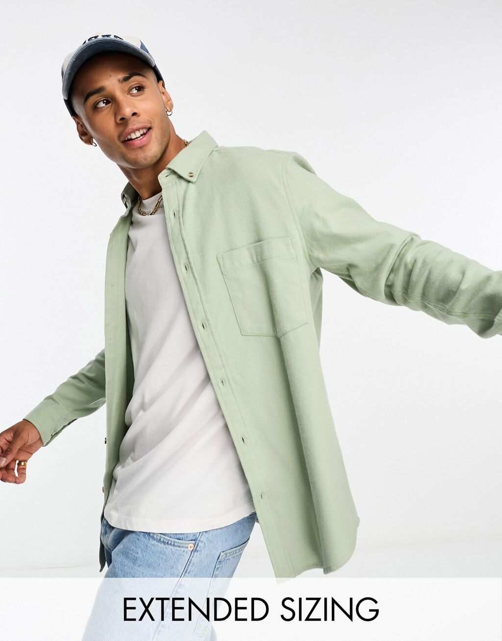 

Зеленая оксфордская рубашка с начесом ASOS DESIGN