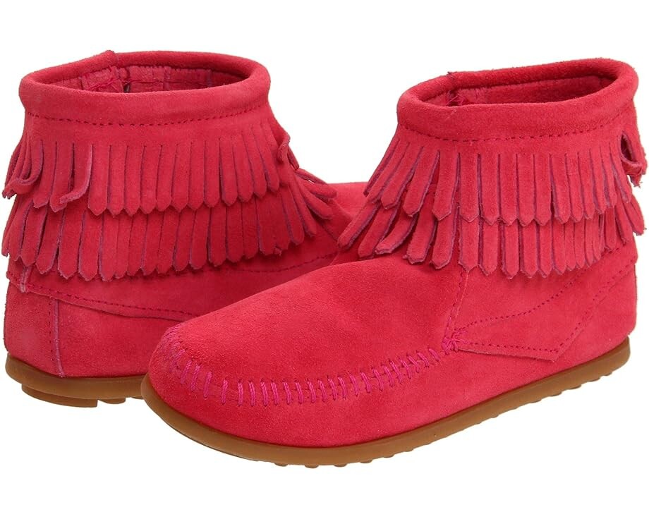 

Ботинки Minnetonka Side Zip Double Fringe, цвет Hot Pink Suede
