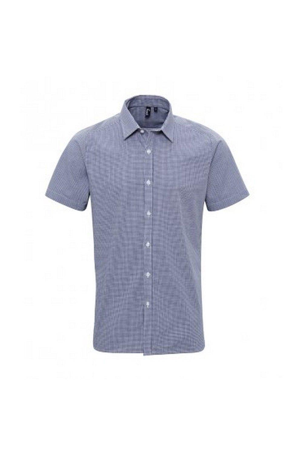 цена Рубашка с коротким рукавом в мелкую клетку Premier, темно-синий