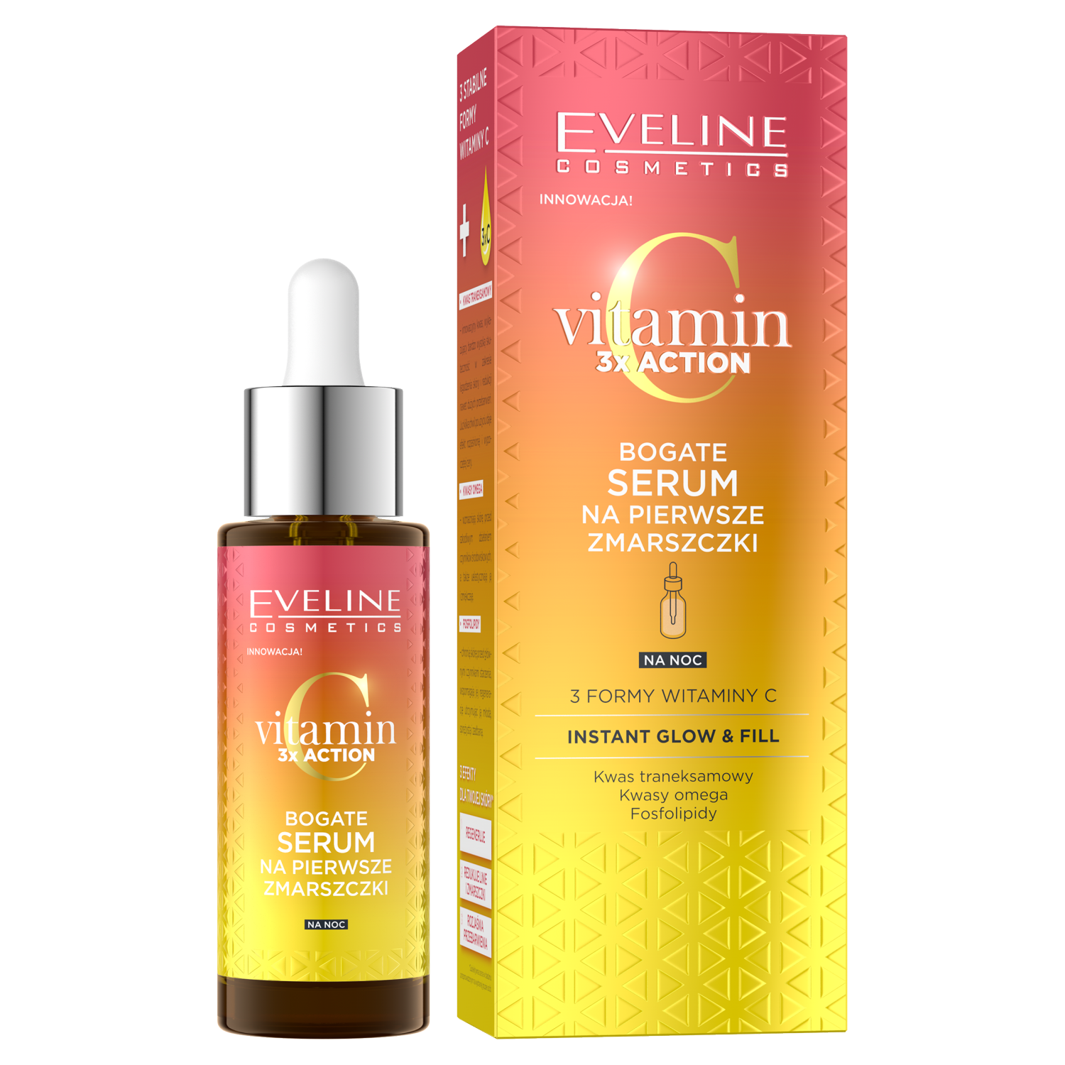 Ночная сыворотка для лица против морщин Eveline Cosmetics Vitamin C, 30 мл ночная сыворотка для лица 10% 30 мл eveline cosmetics perfect skin