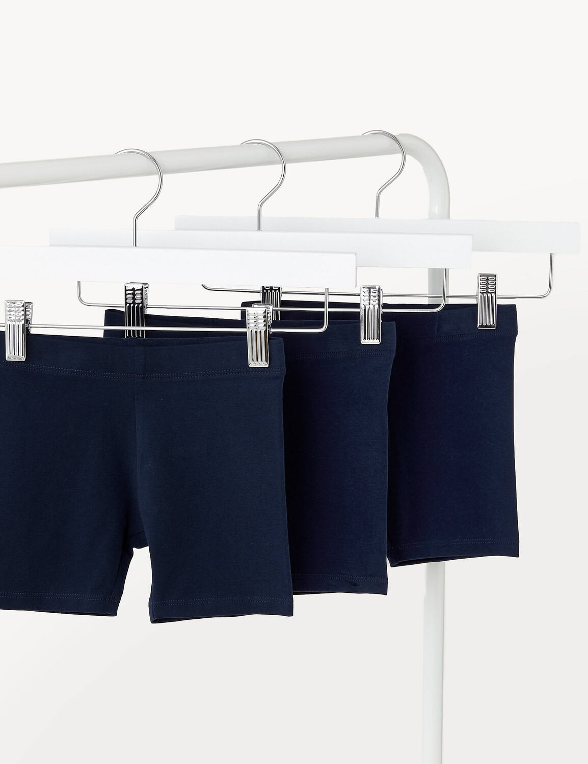 

3 шт. однотонные шорты из богатого хлопка (2–8 лет) Marks & Spencer, темно-синий