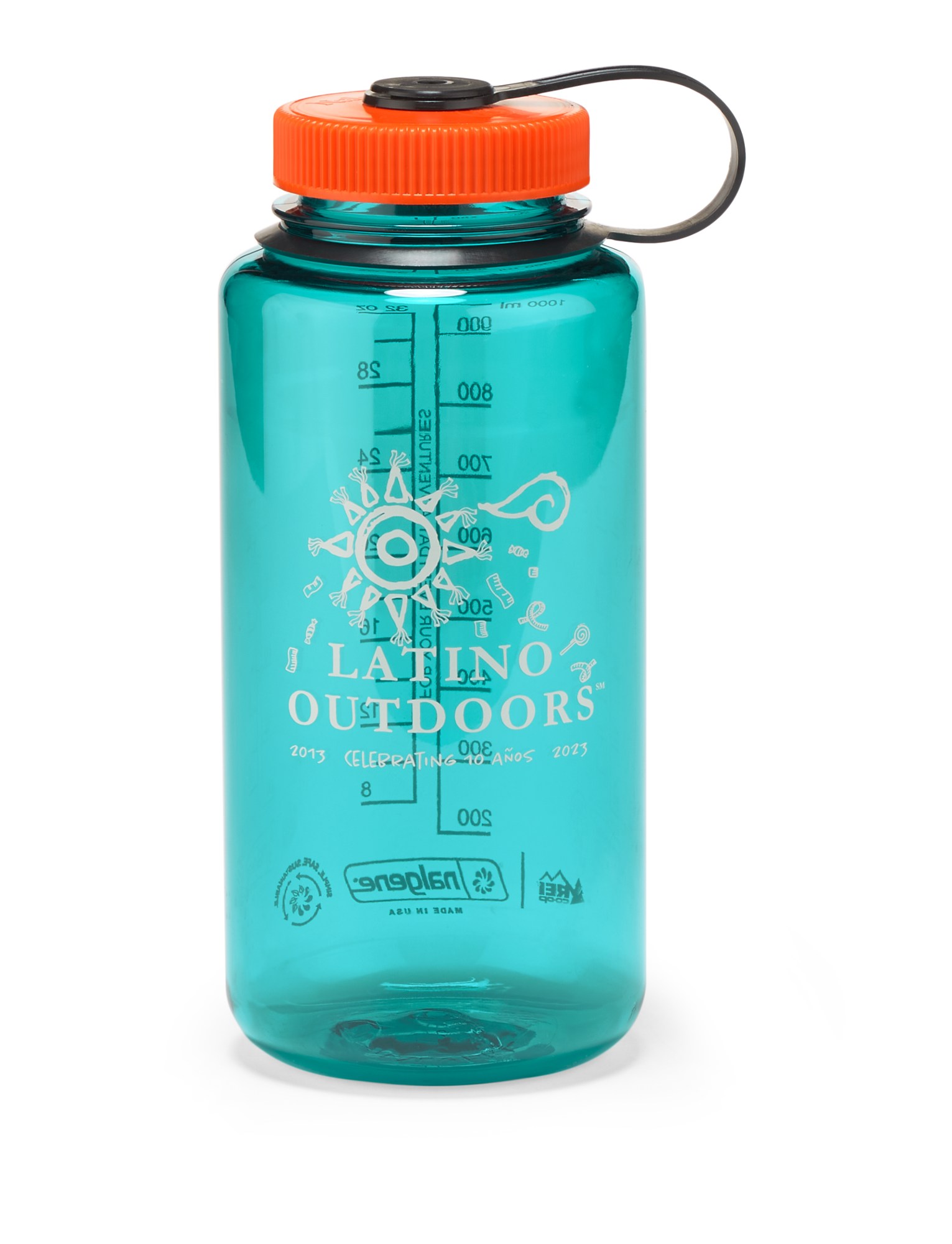 Nalgene Sustain Latino Outdoors Графическая бутылка для воды с широким горлышком — 32 эт. унция REI Co-op, синий