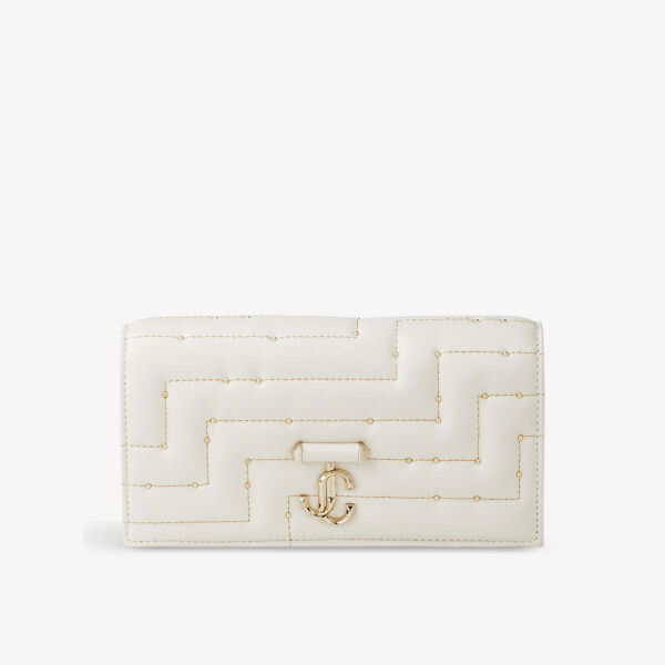 

Стеганый кожаный кошелек Avenue на цепочке Jimmy Choo, желтый