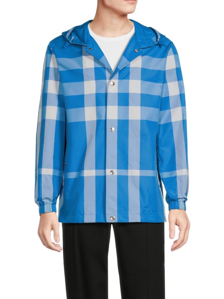 

Клетчатая куртка с капюшоном Burberry, цвет Vivid Blue