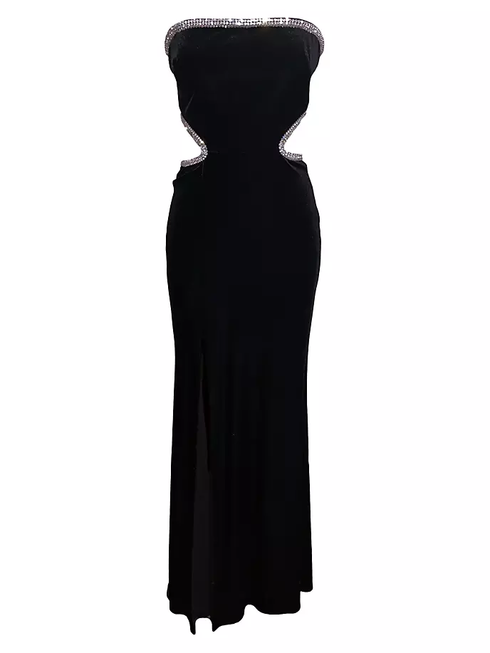 

Платье макси без бретелек Ariana с открытыми плечами Dress The Population, цвет black silver