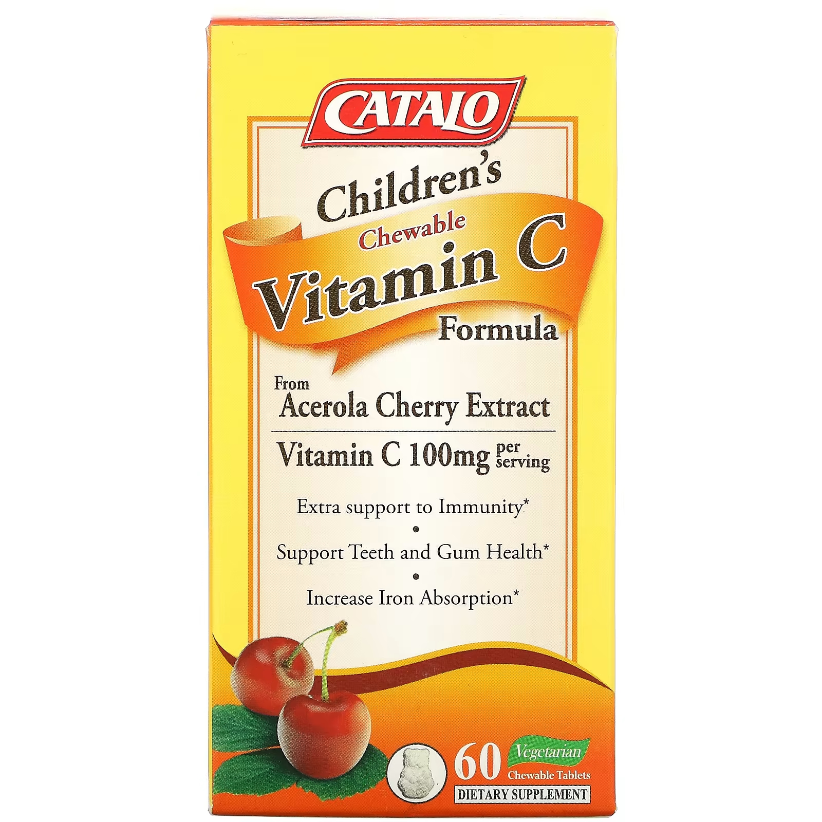 Пищевая добавка с витамином C для детей Catalo Naturals 100 мг, 60 таблеток (50 мг в одной таблетке) формула с витамином c catalo naturals для детей 60 жевательных таблеток