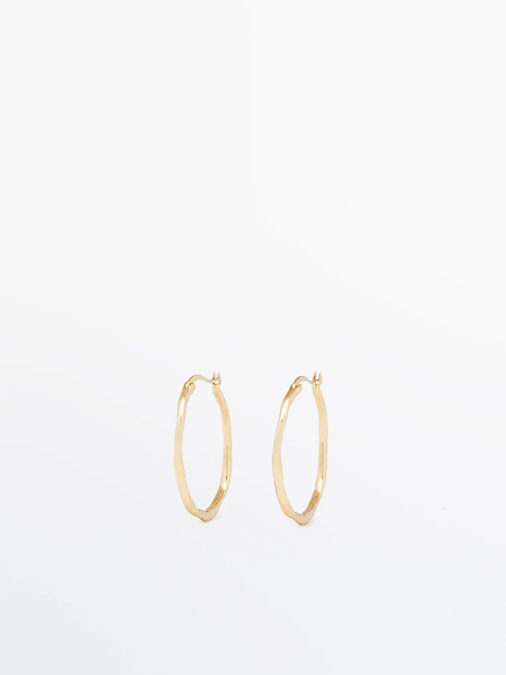 

Позолоченные серьги-кольца с грубой текстурой Massimo Dutti, золотой