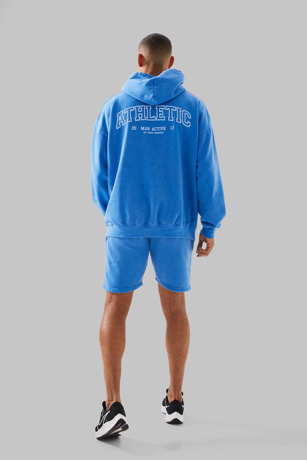 

Спортивная худи оверсайз man active overdye Boohoo, синий