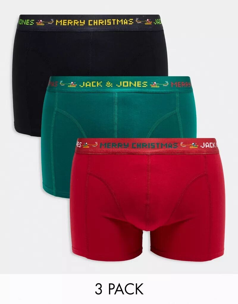 

Набор из трех разноцветных боксеров Jack & Jones Christmas (3 пары)