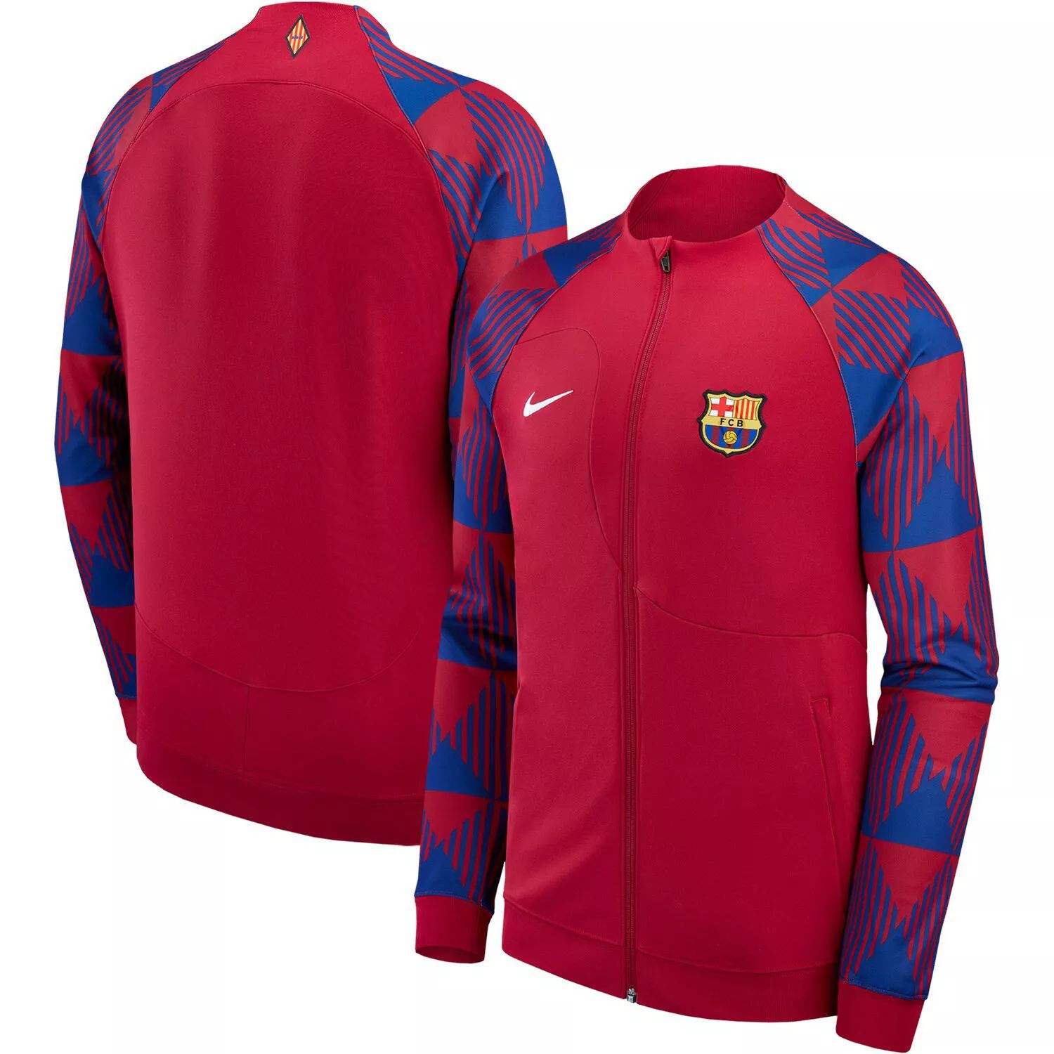 Мужская красная куртка с молнией во всю длину реглан Barcelona 2023/24 Academy Pro Anthem Performance Nike