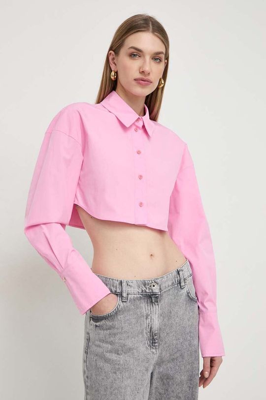 Хлопчатобумажную рубашку Patrizia Pepe, розовый