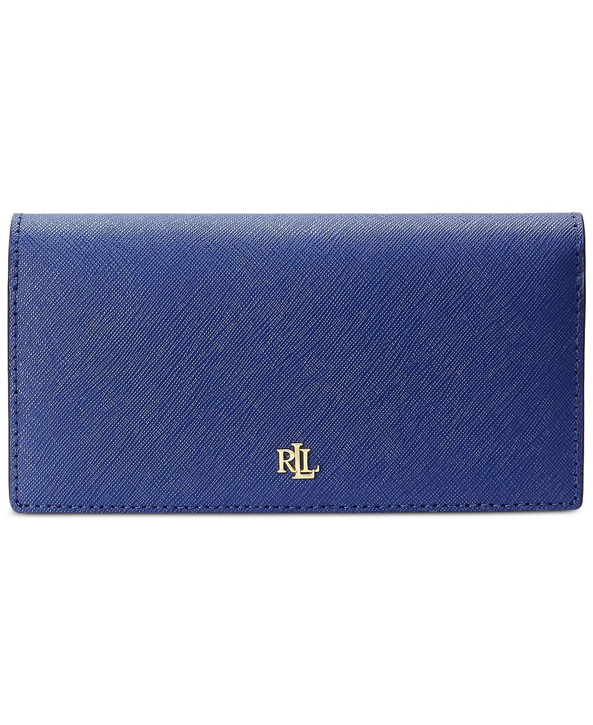 

Тонкий кожаный кошелек Crosshatch Lauren Ralph Lauren, синий