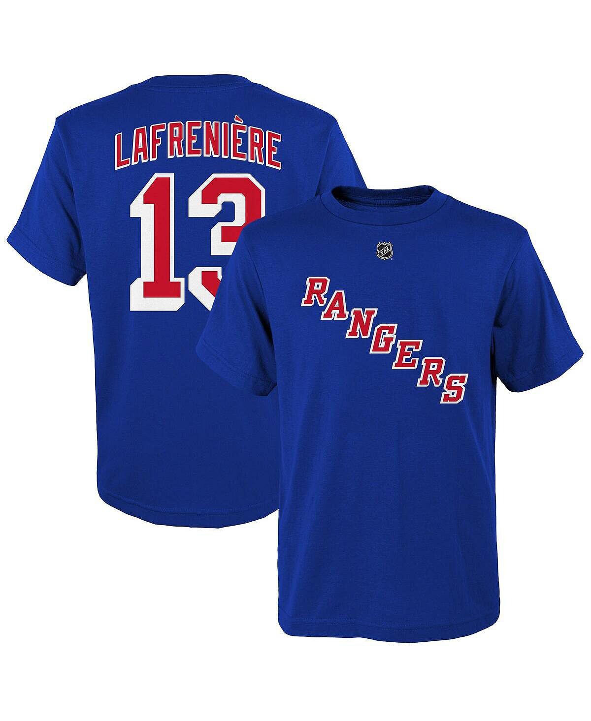 

Синяя футболка Big Boys Alexis Lafreniere New York Rangers с именем и номером Outerstuff