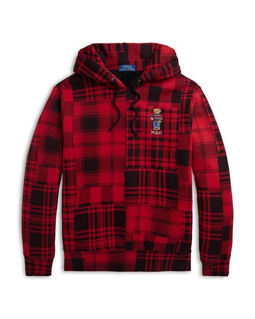 

Флисовая толстовка в клетку с вышивкой медведя-поло Polo Ralph Lauren, цвет Red
