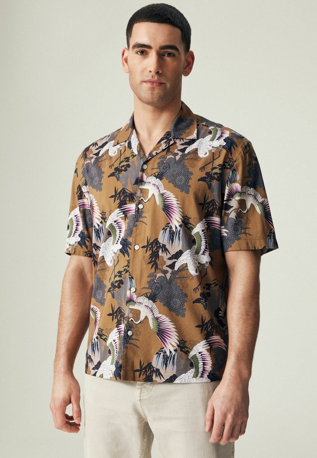 

Рубашка SHORT SLEEVE WITH CUBAN COLLAR Next, цвет brown