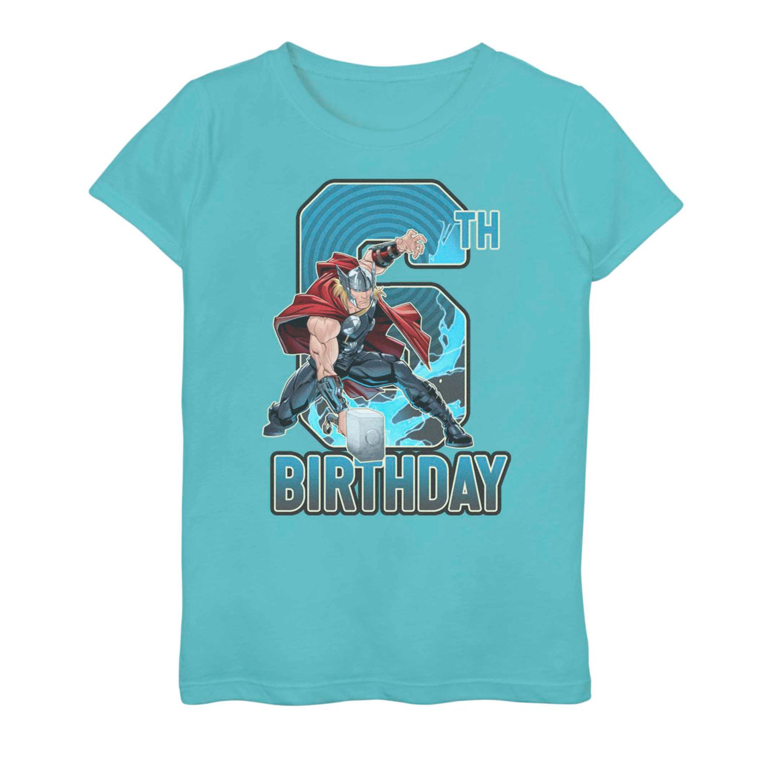Футболка на 6-й день рождения для девочек 7–16 лет с изображением Marvel Thor Licensed Character футболка с изображением рожденного февраля 1950 года ограниченный выпуск подарки на 70 й день рождения футболка