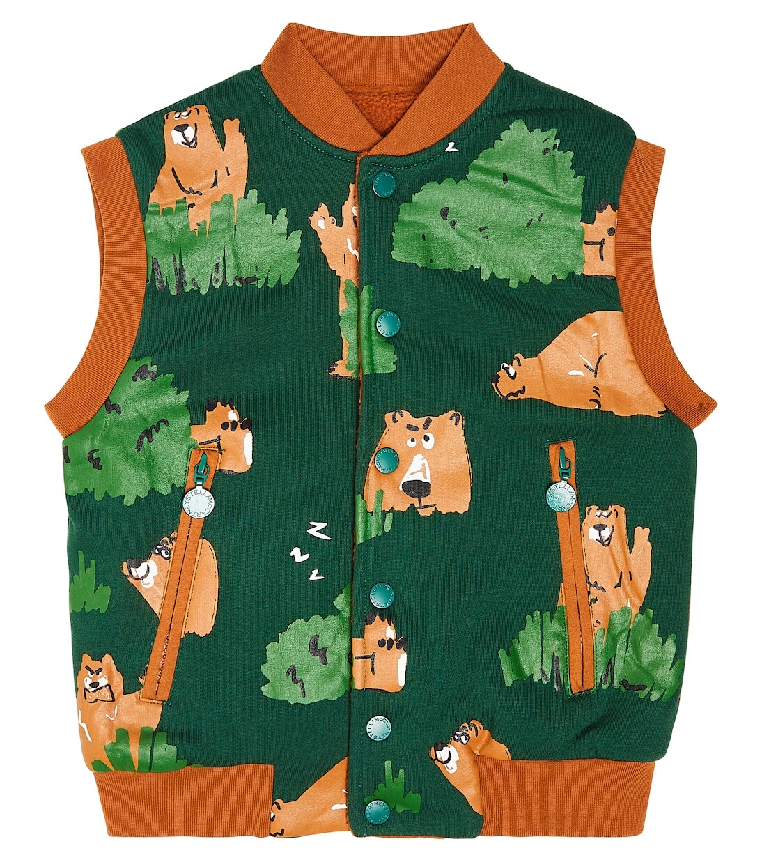 

Хлопковый жилет с принтом Stella Mccartney Kids, зеленый