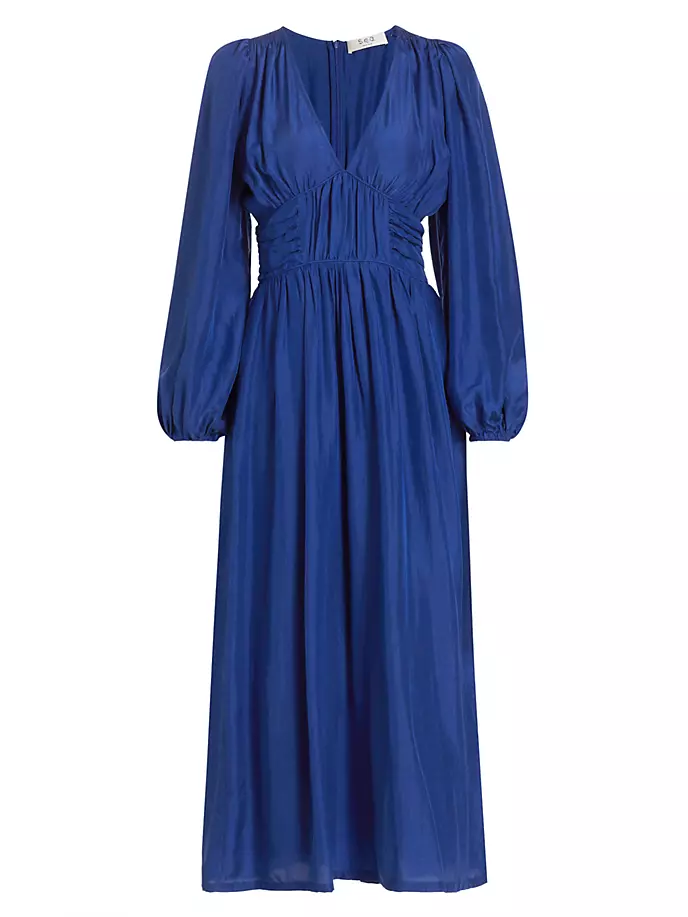цена Шелковое платье макси Fabiola со сборками Sea, цвет cobalt
