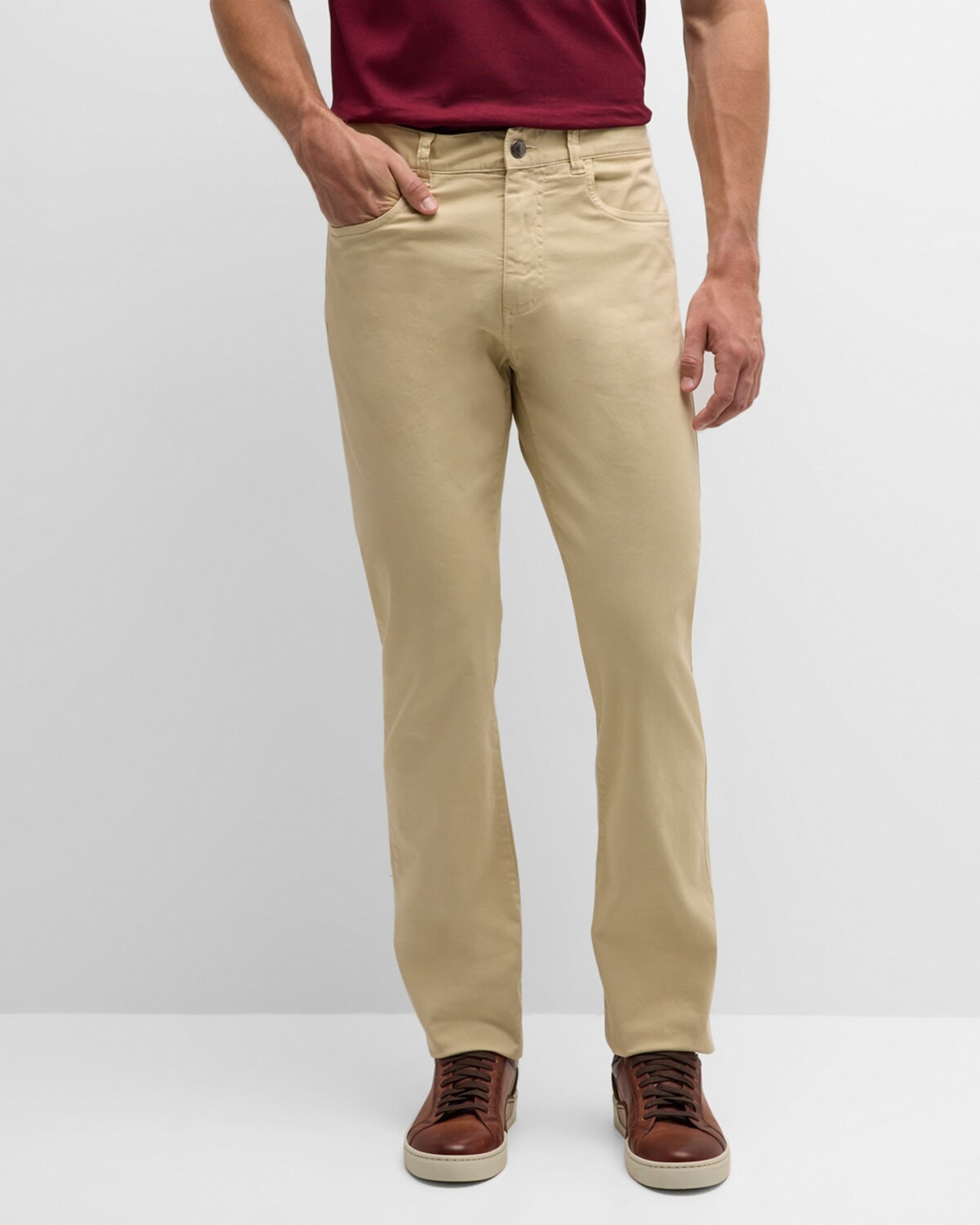 

Мужские узкие брюки из твила с 5 карманами Canali, цвет Beige