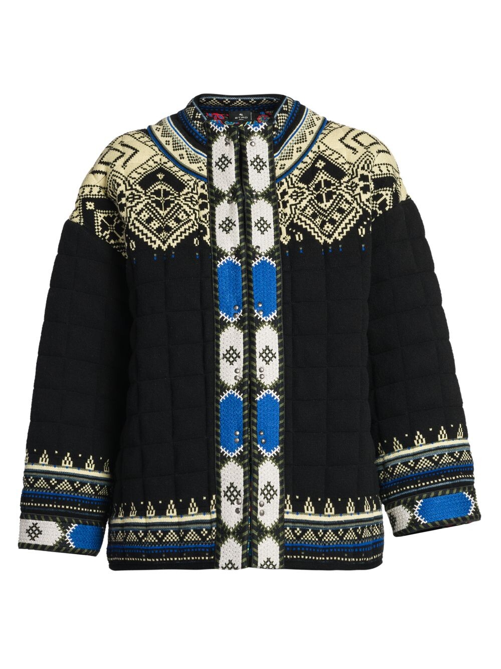 

Стеганая куртка свободного кроя с узором Etro, черный