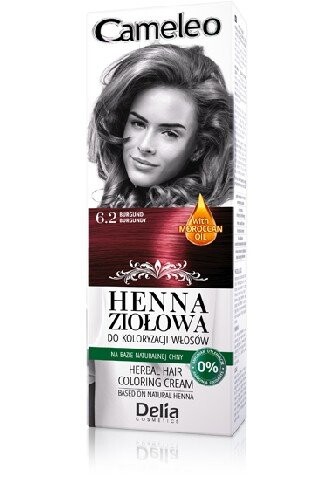 

Травяная хна для окрашивания волос № 6,2 бордовый, 75 г Delia Cosmetics, Cameleo