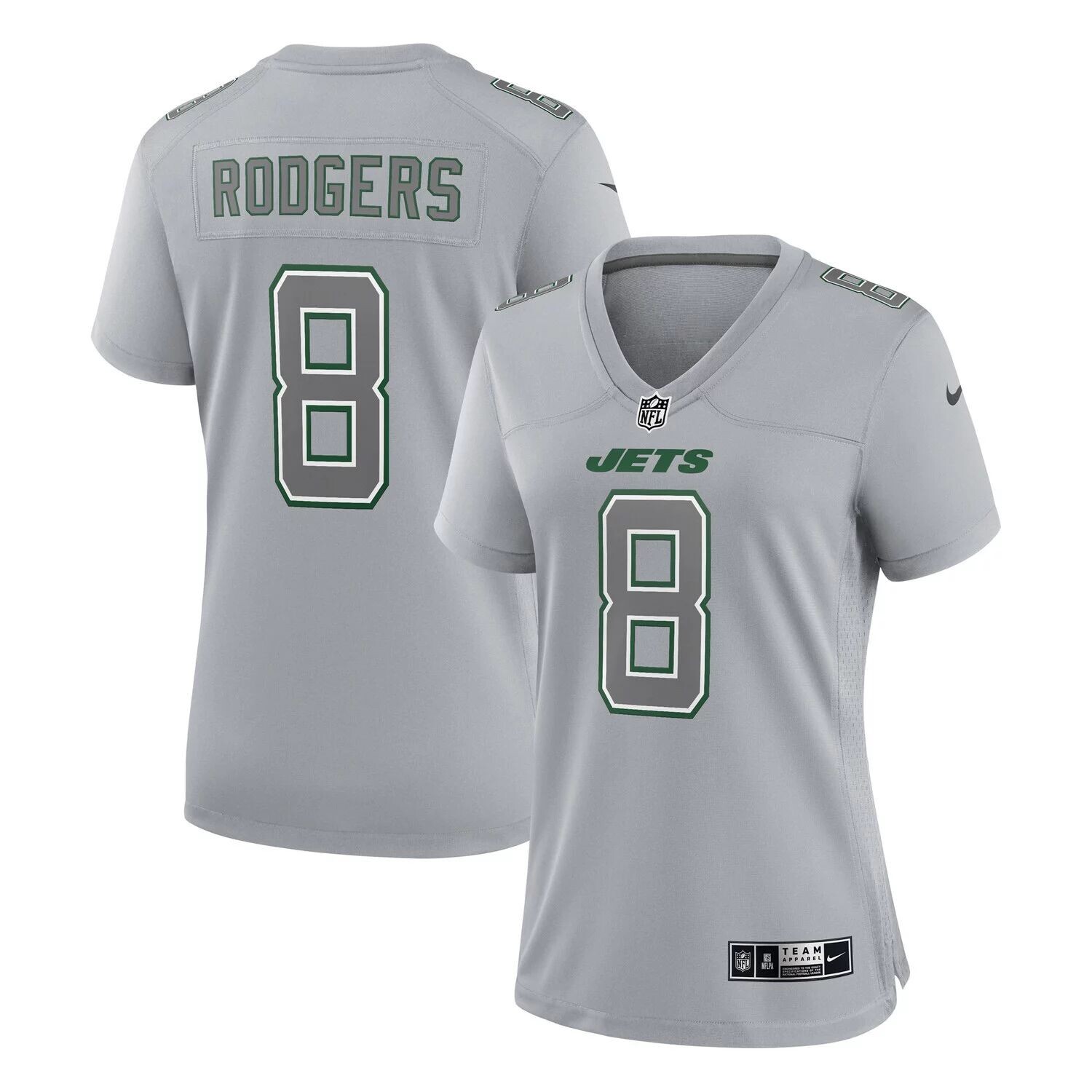 

Женское джерси Nike Aaron Rodgers Heather Grey New York Jets Atmosphere Fashion Game Nike