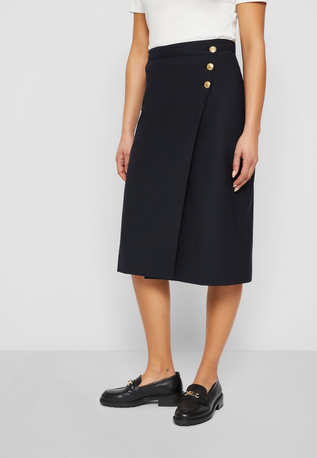 

Юбка с запахом GOLD BUTTON MIDI SKIRT Tommy Hilfiger, цвет desert sky