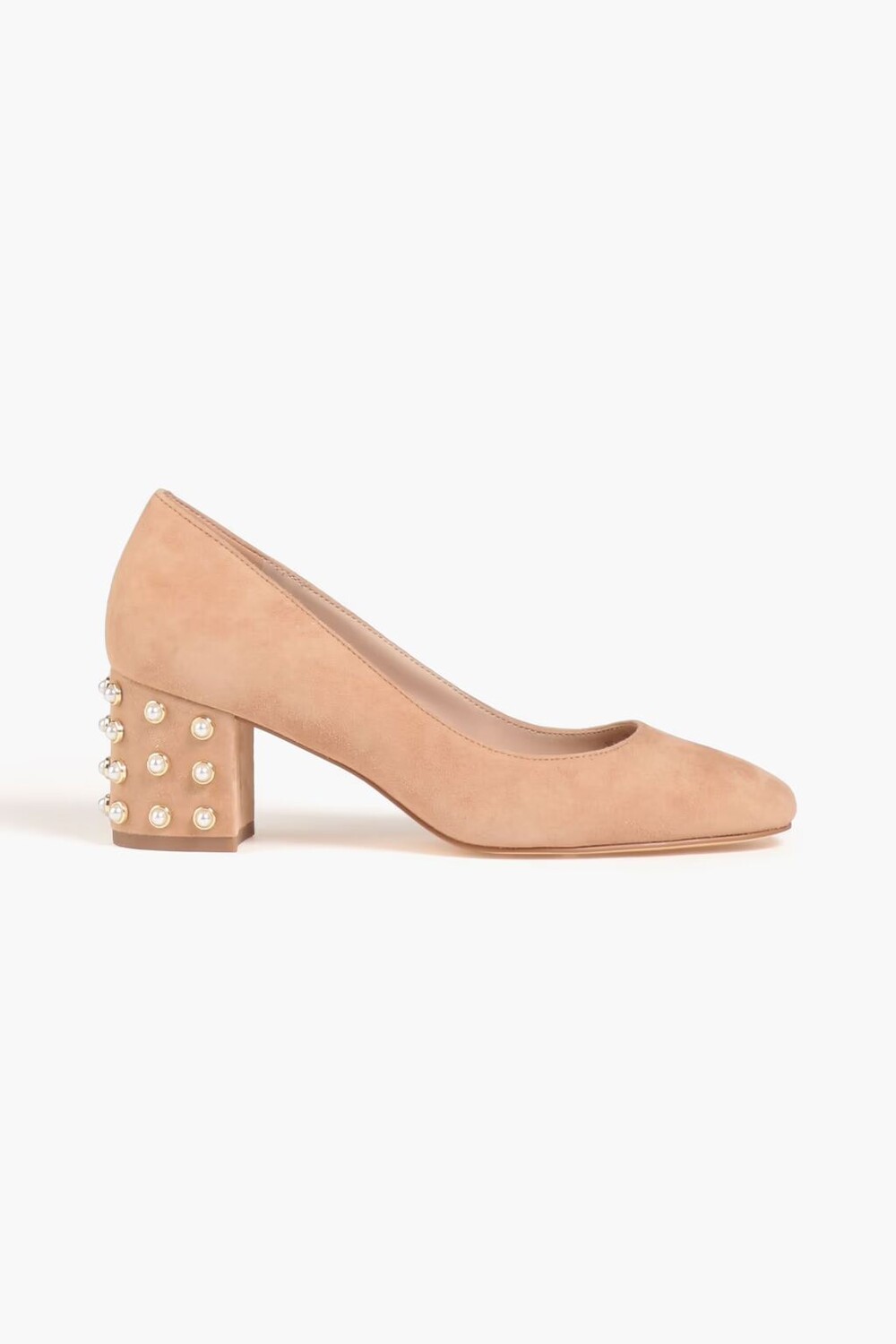 

Туфли из замши, украшенные искусственным жемчугом Stuart Weitzman, светло-коричневый