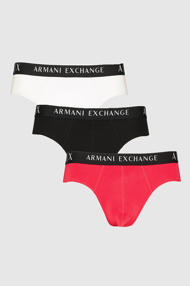 

Хлопковые трусы с логотипом на талии - 3 пары Armani Exchange, черный