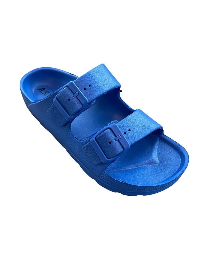 

Регулируемые сандалии Scooby на плоской подошве Comfort Slides с двойной пряжкой Andrew By Andrew Stevens, синий