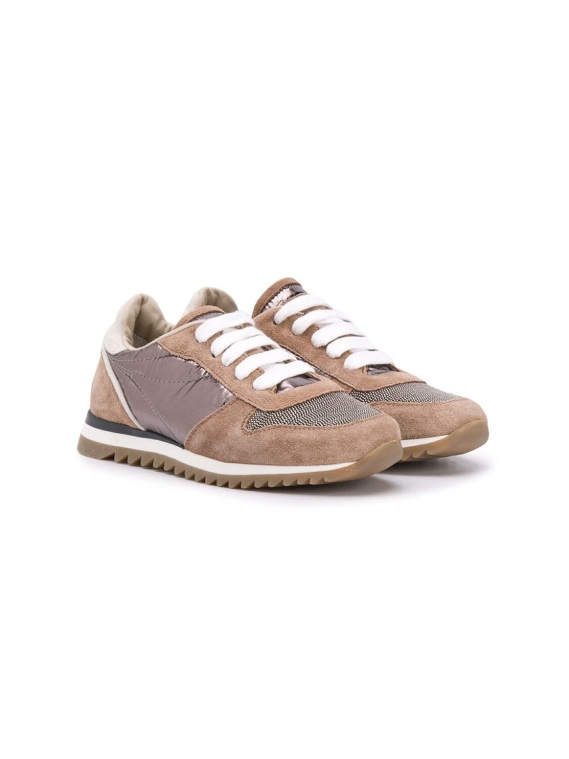 

Brunello Cucinelli Kids кроссовки со вставками, коричневый