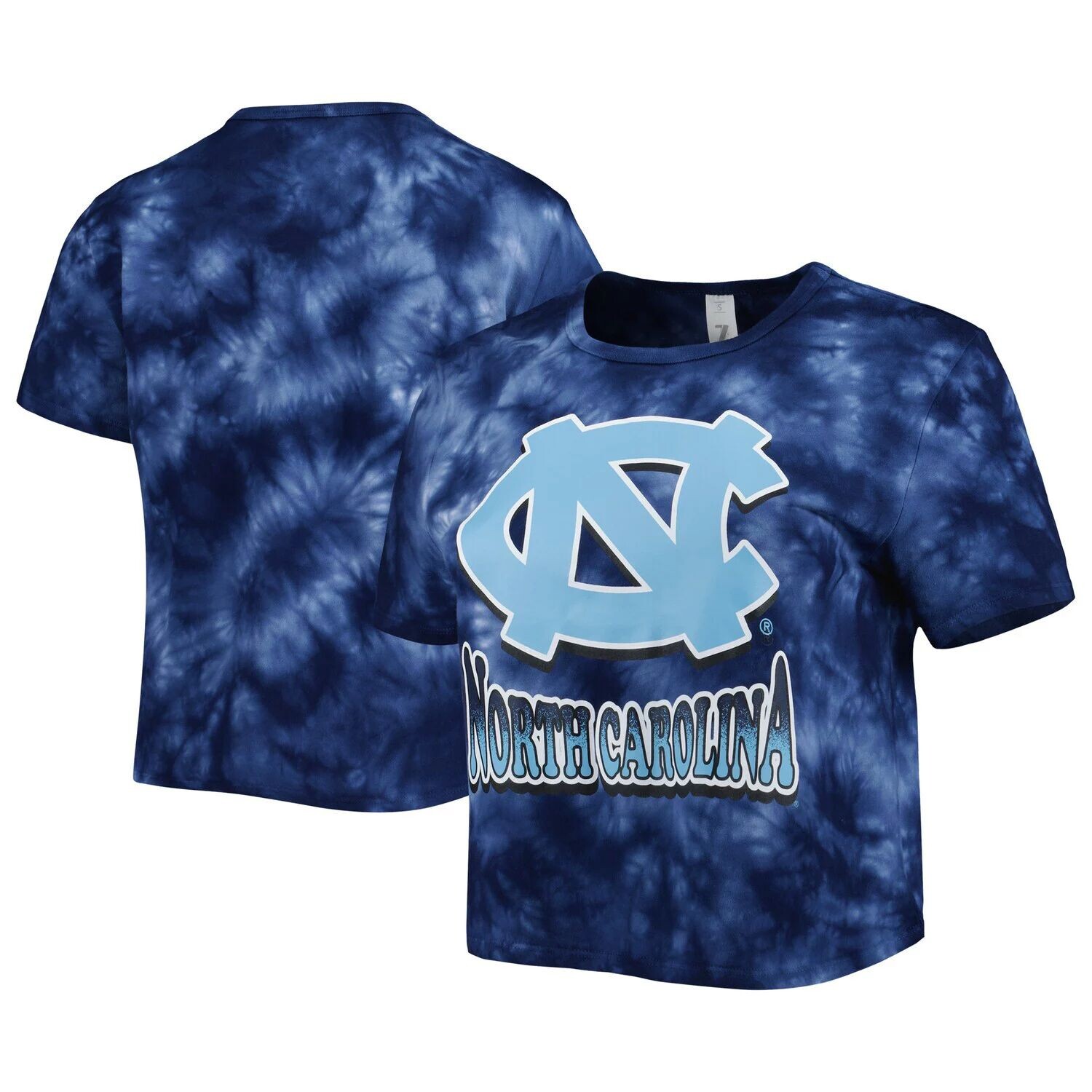 

Женская укороченная футболка ZooZatz Navy North Carolina Tar Heels Cloud-Dye