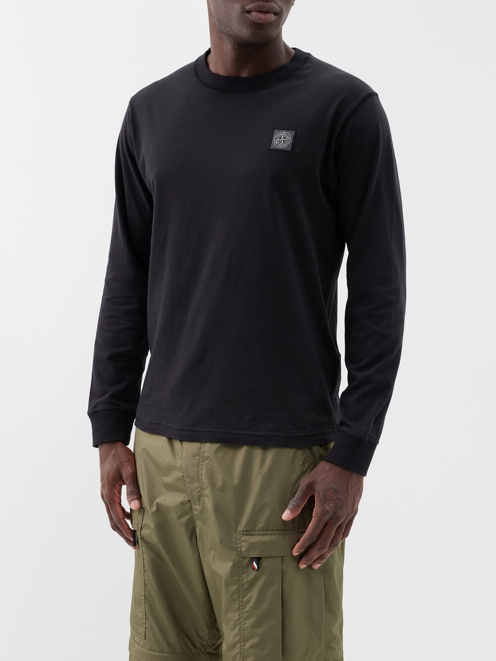 

Толстовка из хлопкового джерси с нашивкой-логотипом Stone Island, черный