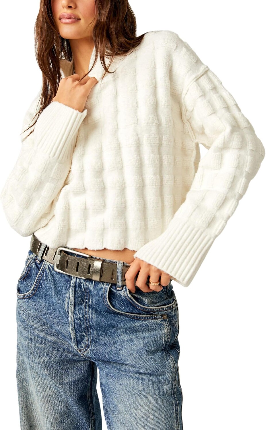 

Свитер Care Soul Searcher Moc Free People, слоновая кость, Бежевый