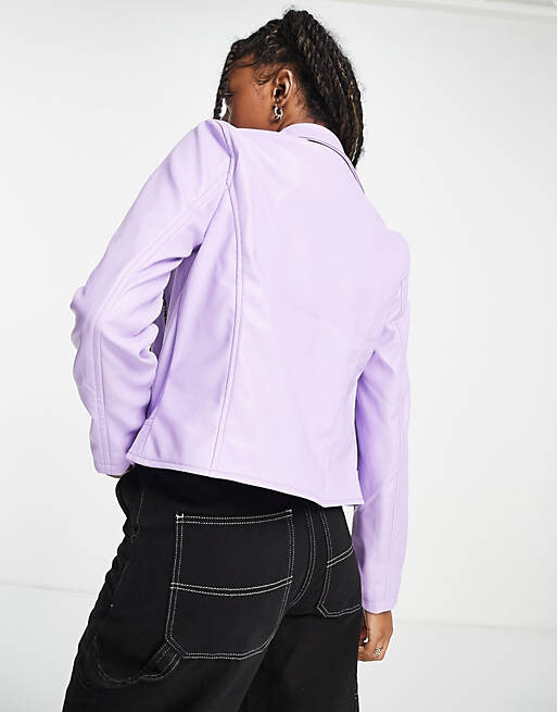 

Лиловая байкерская куртка из искусственной кожи ASOS DESIGN, Розовый