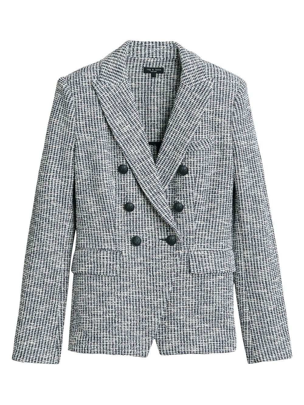 

Двубортный блейзер Preston из смесового хлопка и твида rag & bone, нави, Серый