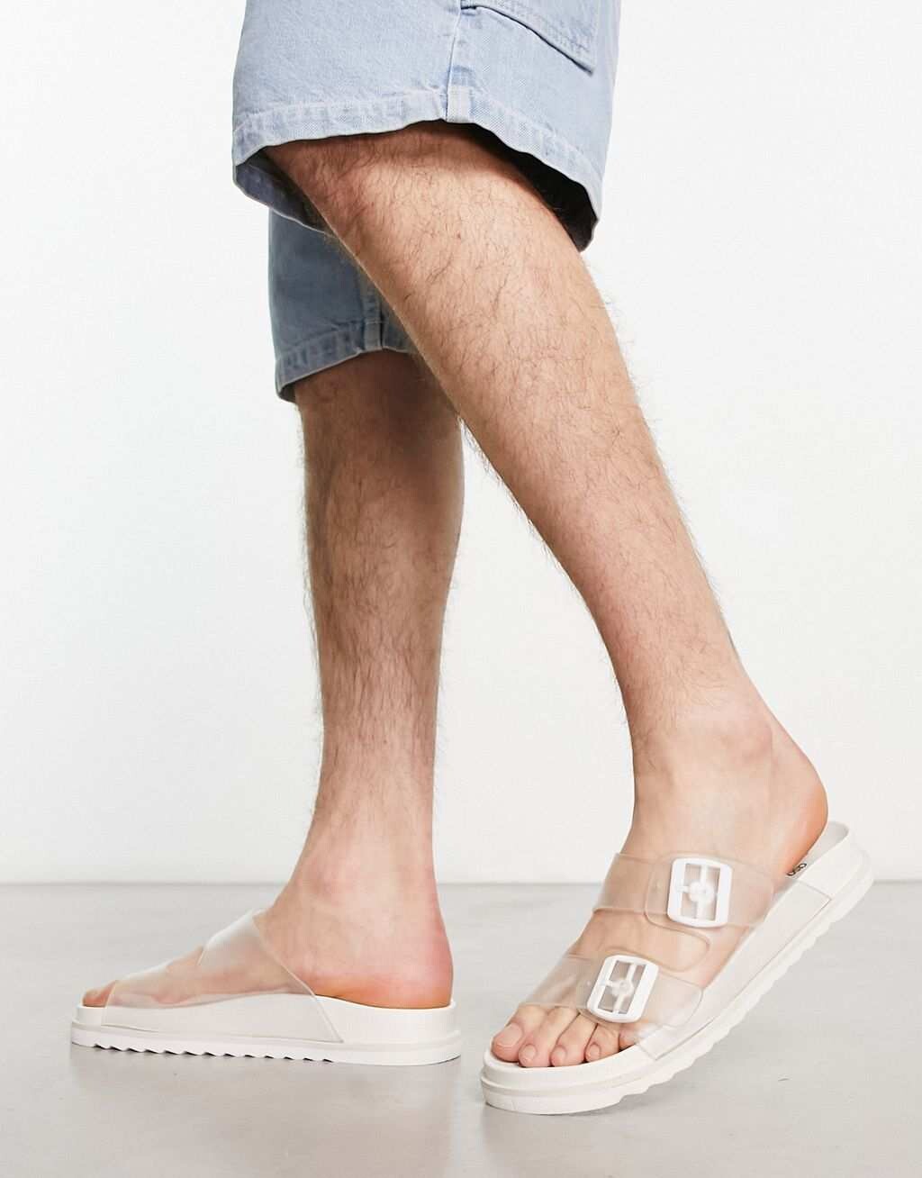 

Прозрачные полупрозрачные сандалии с двумя ремешками ASOS DESIGN