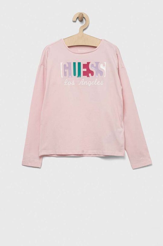 

Детская футболка с длинными рукавами Guess, розовый