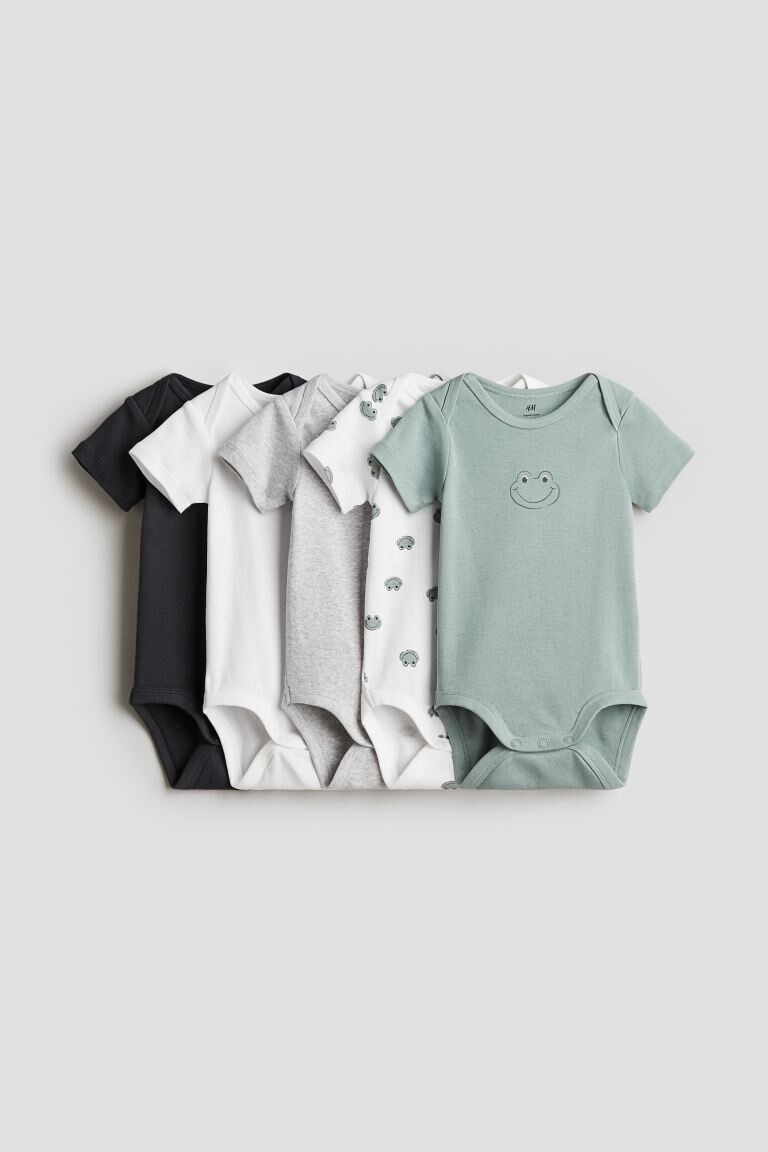 

Набор из 5 хлопковых боди H&M, зеленый