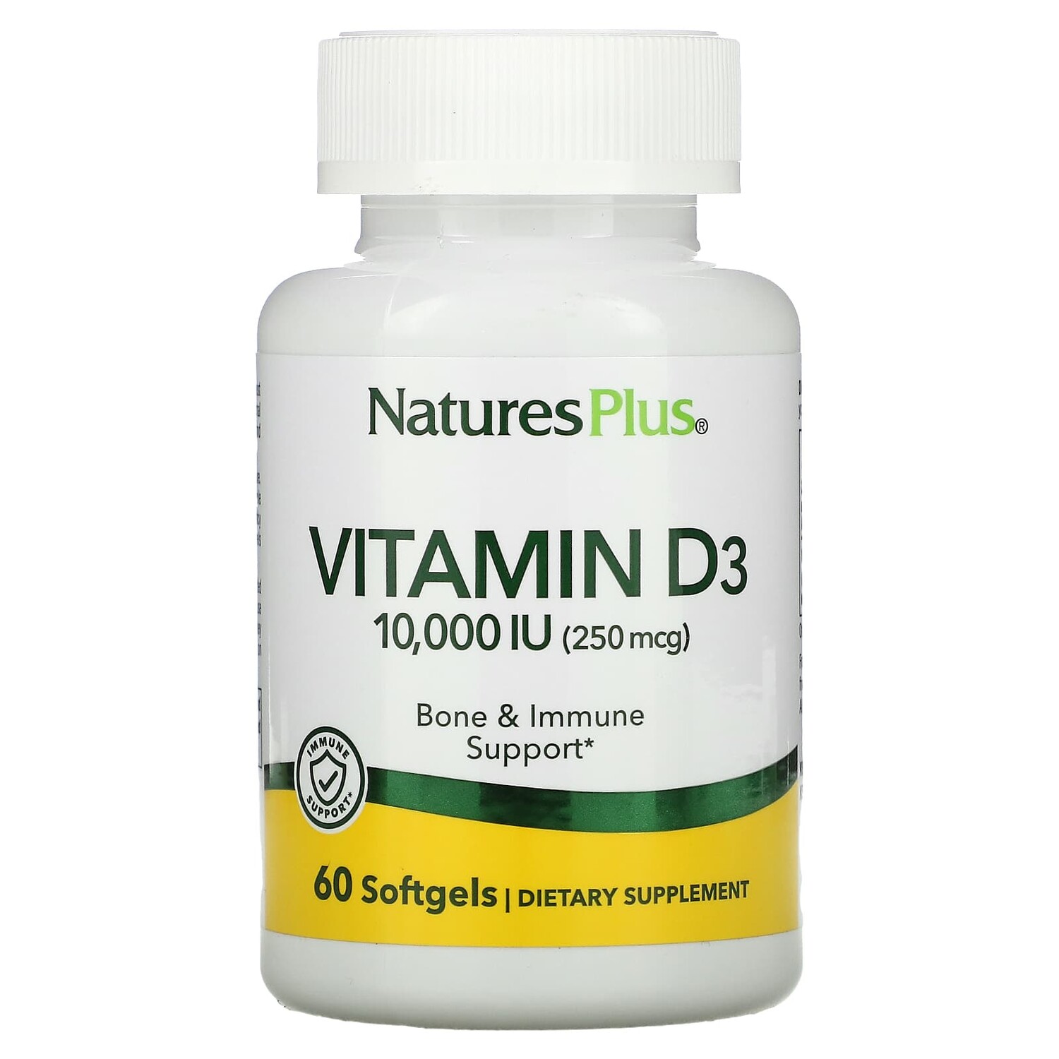 

Витамин D3, 10 000 МЕ (250 мкг), 60 мягких таблеток, NaturesPlus