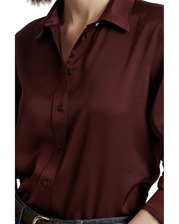 Рубашка LAUREN Ralph Lauren Satin Charmeuse Shirt, цвет Vintage Burgundy