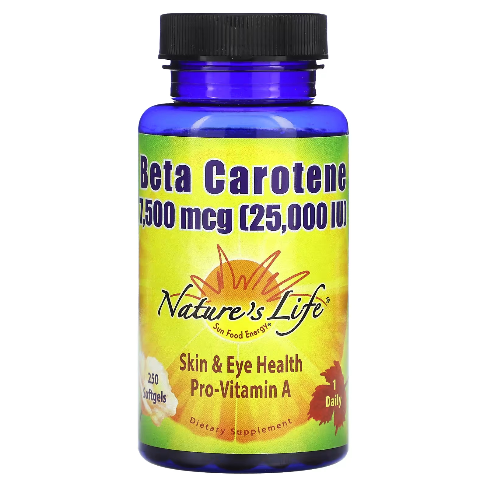 Бета-каротин Nature's Life, 250 мягких таблеток source naturals бета каротин 25 000 ме 250 мягких таблеток