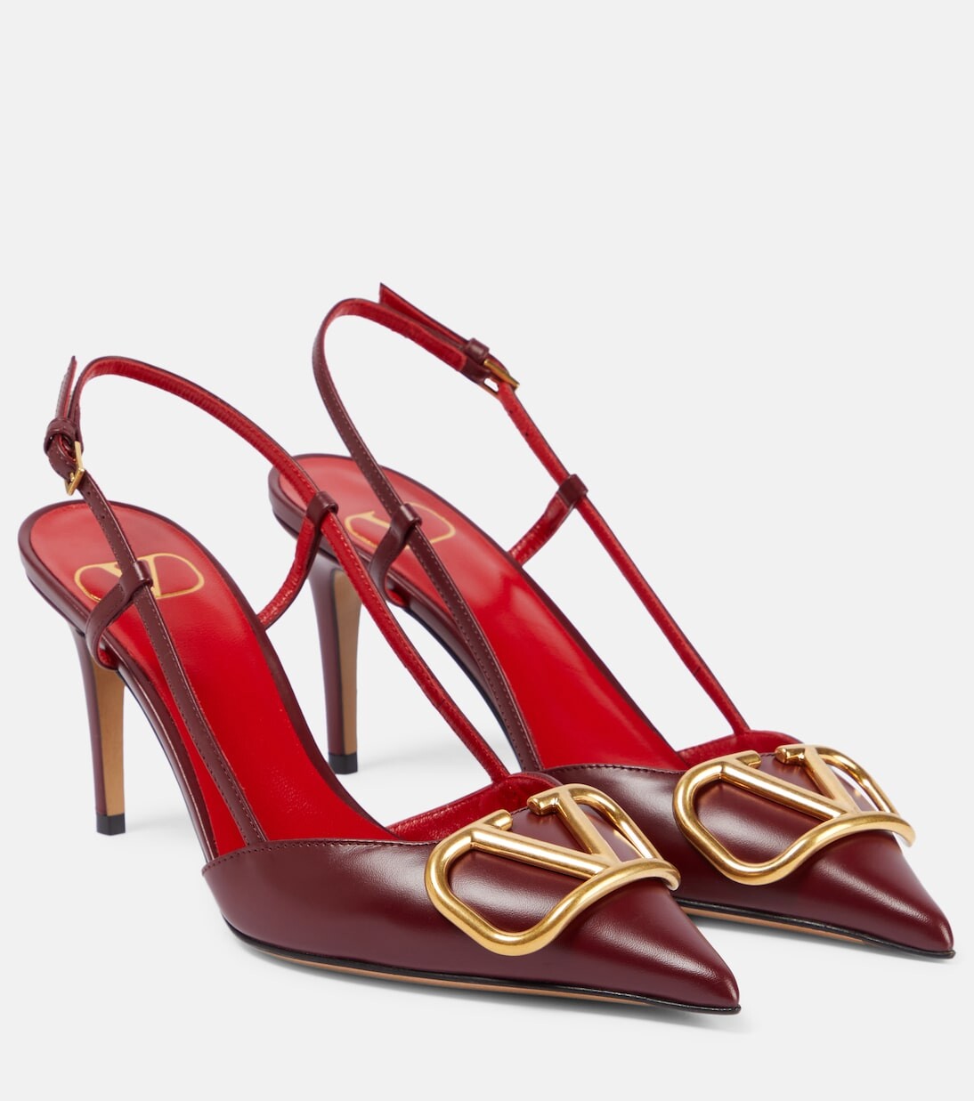 

Кожаные туфли с пяткой на пятке и логотипом vlogo Valentino Garavani, красный