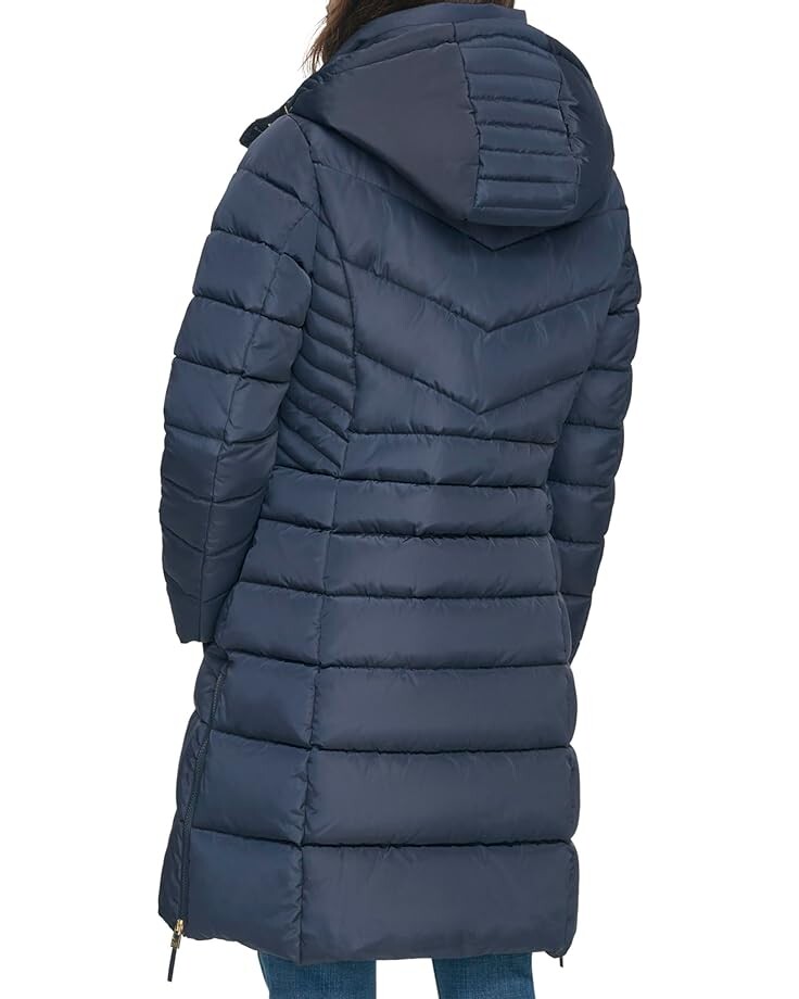 

Пальто Tommy Hilfiger Zip-Up Long Puffer Coat, темно-синий