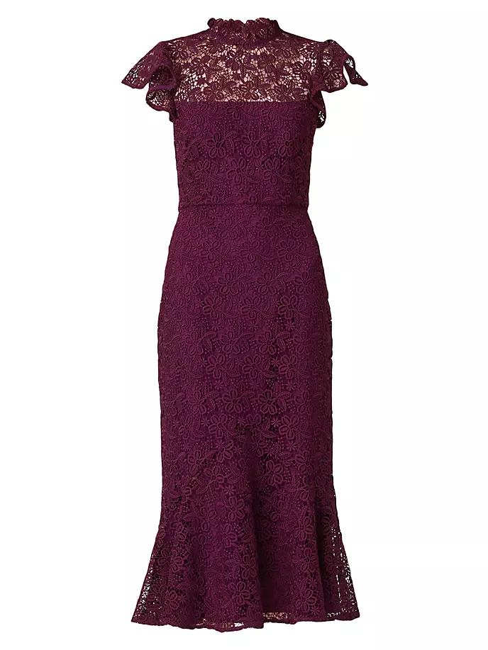 Платье миди Lea с кружевным оборком Shoshanna, цвет plum